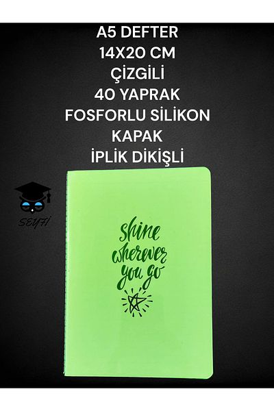 SEYFİKİRTASİYE A5 NOTEBOOK 14X20 CM STRIPED 40 SHEETS PHOSPHORIZED SILICONE COVER THREAD STITCHED