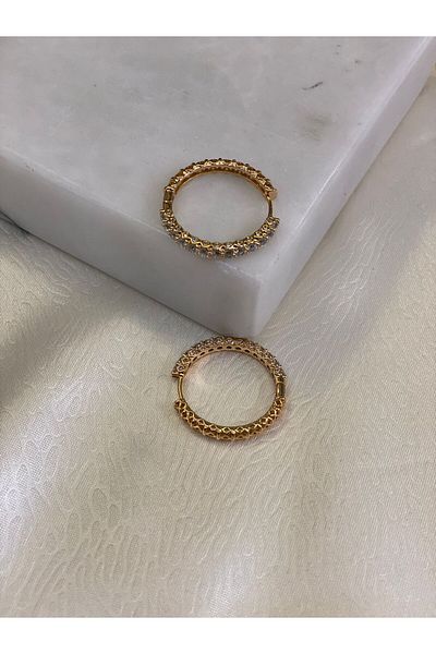 Magicway Jewelled Steel Hoop Earrings Silver Silver
