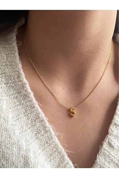 Fiamoss Women's Thin Chain Letter Necklace