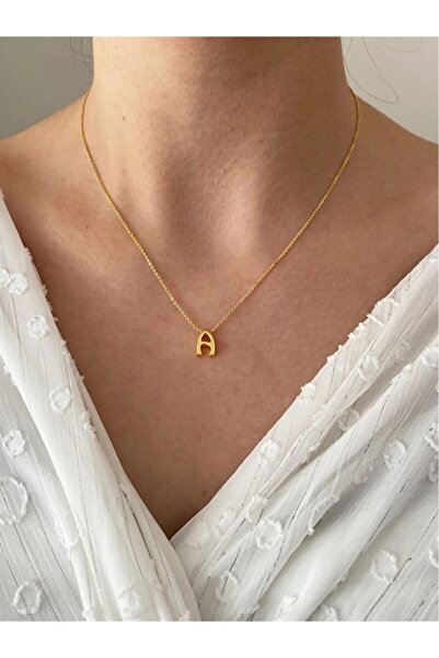 Fiamoss Women's Thin Chain Letter Necklace