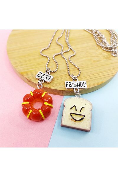 Şeker Ofisi Best Friends Bff 2 Piece Chain String Necklace Slice Bread