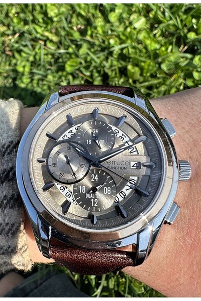 Ferrucci FCF586D.05 Silver Color Leather Cord 3 Atm Waterproof Men's Wristwatch