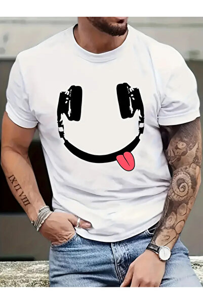 AEMİ Unisex slušalice Štampano Oversize kroj 100% pamuk u okrugla kragna T-shirt