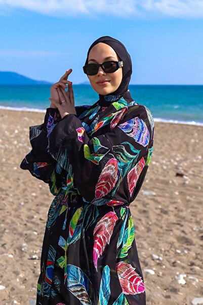 Remsa Mayo Μαγιό Remsa Hijab με Single Kaftan Kimono Pareo RP004C Green Peacock