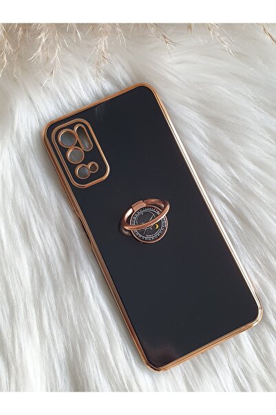 Aksesuarda Moda XİAOMİ REDMİ NOTE 10 5G Uyumlu Yüzüklü Standlı Gold Detaylı L...