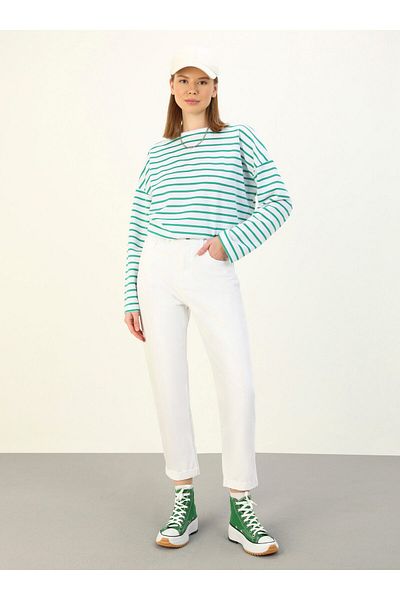 Benin Boyfriend Jeans with Leg Detail - White - Benin