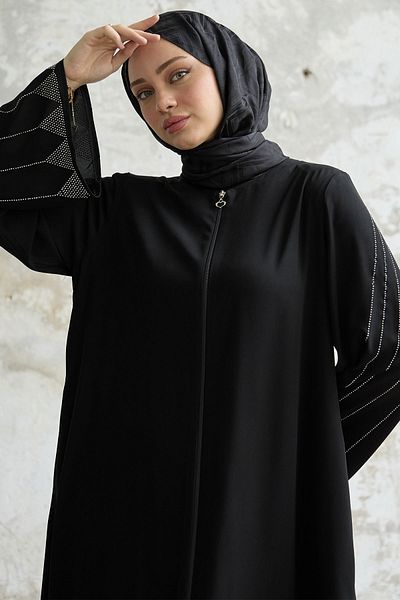 InStyle Jeweled Wide Arm Ferace - Μαύρο