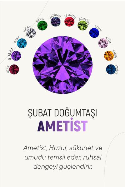 Erdobia Şubat Ametist Doğum Taşı Çiçek Motifli Telkari Gümüş Küpe