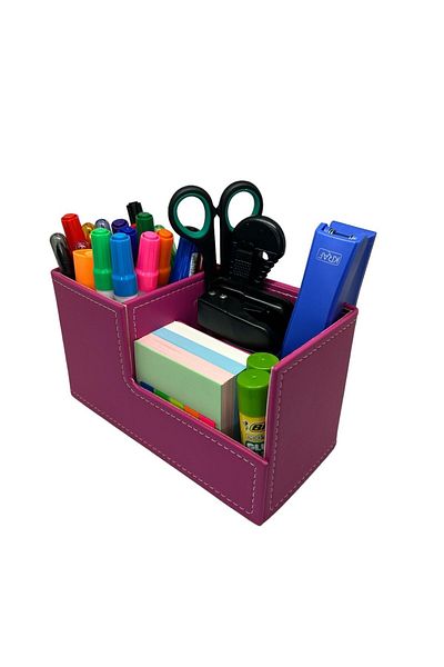 Inn Design Pack Desktop Leather Organizer Pen Holder (Beyoğlu Series) - Pastel Pink