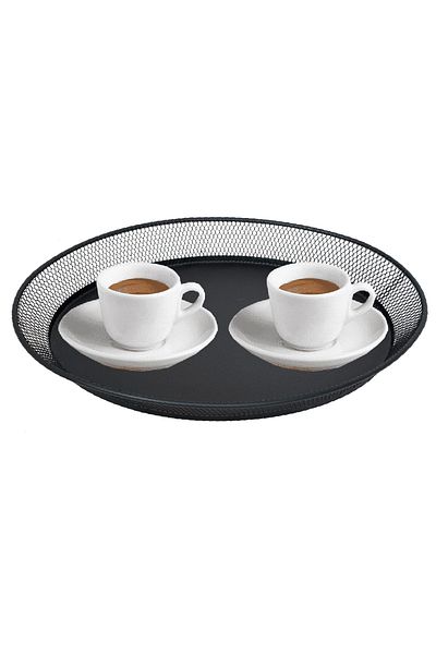 VENON Black Metal Tray - Gozde Oval 335X270, Promise and Presentation Tray, Modern Design