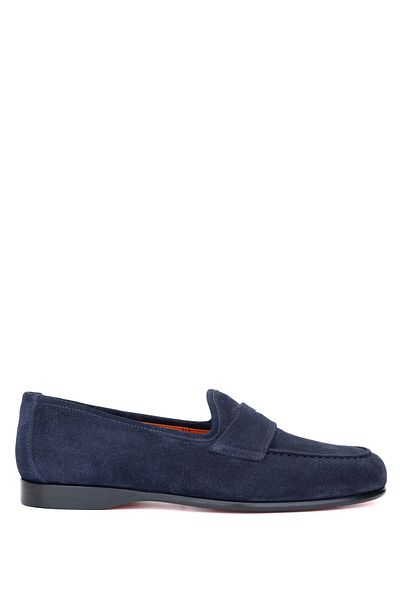 Tamer Tanca Men's Genuine Leather Navy Blue Suede Loafers