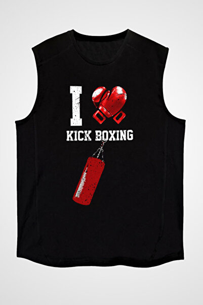Darkhane Kick boks Siyah Unisex Kolsuz Tişört Kesik Kol T-Shirt