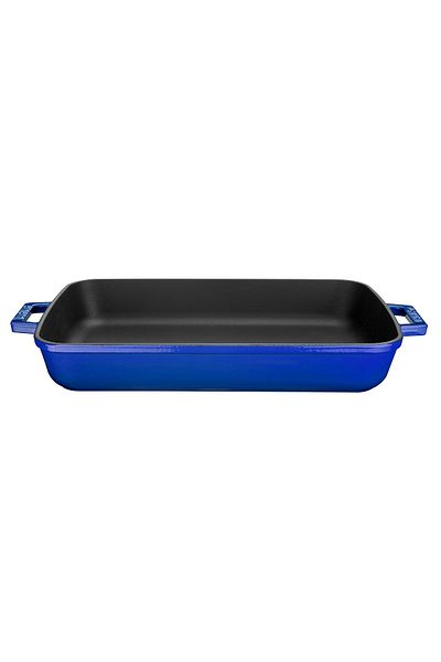 Lava Cast Rectangular Rosto and Oven Tray Cast Iron Solid Double Handle Size 26x40cm