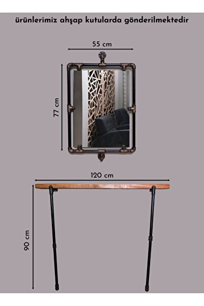 MOLOUD DESIGN ATELIER Cordoba Demir Boru Çerçeveli Duvar Aynası Ve Demir Boru...