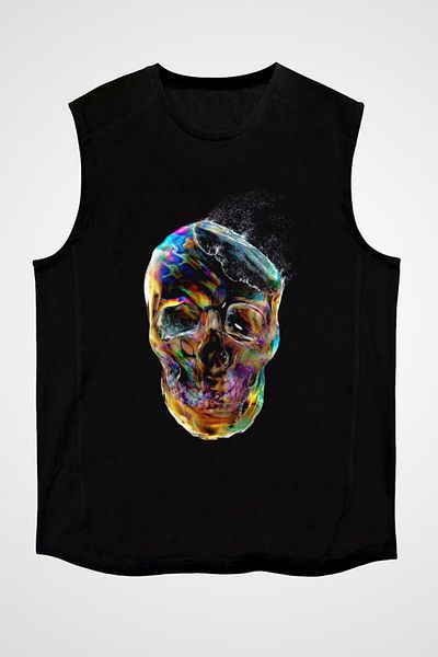 Darkhane Exploding Balloon Skull Black Unisex Sleeveless T-Shirt Cut Sleeve T-Shirt