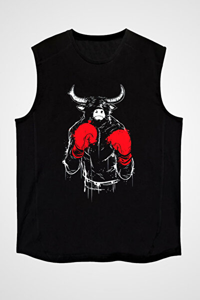 Darkhane تي شيرت بوكسر بول أسود بدون أكمام للجنسين - أكمام قصيرة