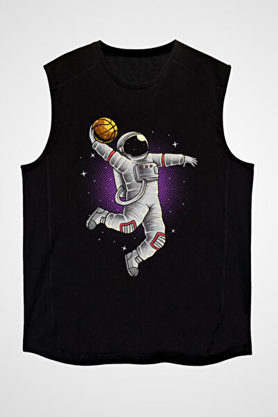 Darkhane Basketball Player Slam Dunk Astronaut - Unisex Black Sleeveless T-shirt