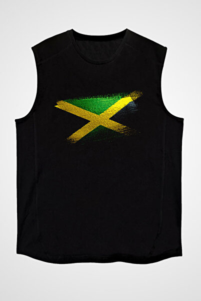 Darkhane تي شيرت جامايكا أسود بدون أكمام للجنسين - تي شيرت بأكمام قصيرة