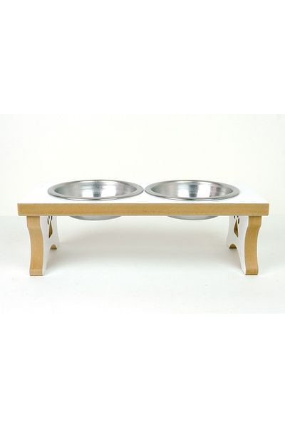 RealWood Wooden Steel Bowl Cat-Dog Food and Water Bowl Stand-2*350 Ml