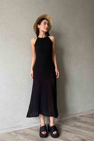 Seda Yalçın Atelier Black Openwork Knitwear Dress