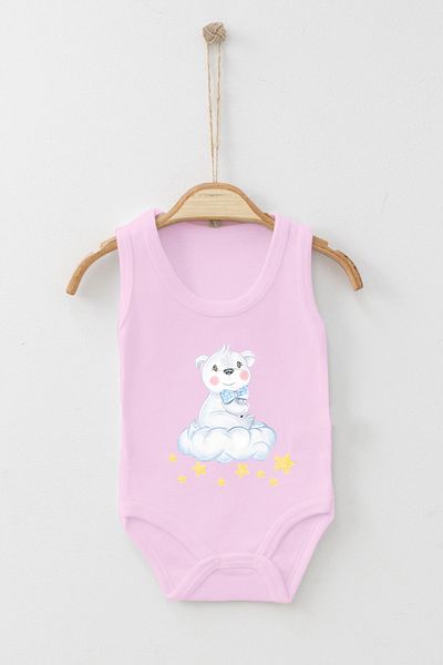 ADABEBEK Cute Baby Lion Printed Strappy Snap Bodysuit