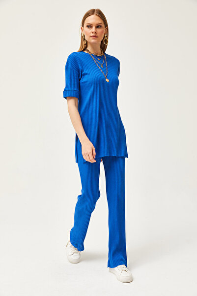 Olalook Dámský oblek Saks Modrý Krátký rukáv Spodní Top Lycra Suit TKM-19000191