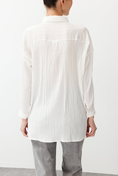 Edit by Trendyol Ecru Linen Look Regular Woven Shirt TEDSS24GO00004