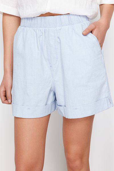 Trendyol Collection Světle modré šortky s elastickým pasem Chambre Denim Twoss24Sr00078
