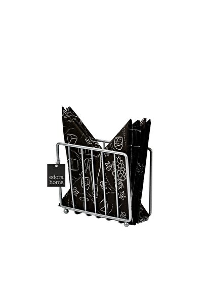 Edora Home Silver 4-Piece Serving Presentation Set, Napkin Holder, Paper Towel Holder, Trivet, Bakery Macrame - Metal