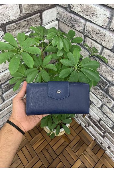 GUARD Matte Navy Blue Zippered and Leather Patch Hand Portfolio - Grd2403xw22286