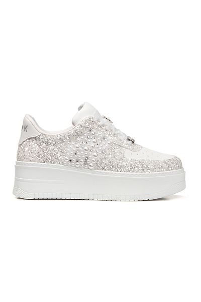 Ayakkabı Tutkusu Stilo ® Sparkly Bridal Shoes Pearl Details Sports Bridal Shoes