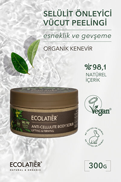 ECOLATIER Selülit Karşıtı Vücut Peelingi 300 g Organik Kenevir Yağlı Besleyic...