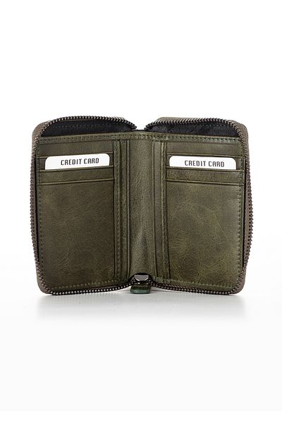 Niki Leather Πορτοφόλι Arya Vintage Δερμάτινο με φερμουάρ Unisex θήκη για κάρτες