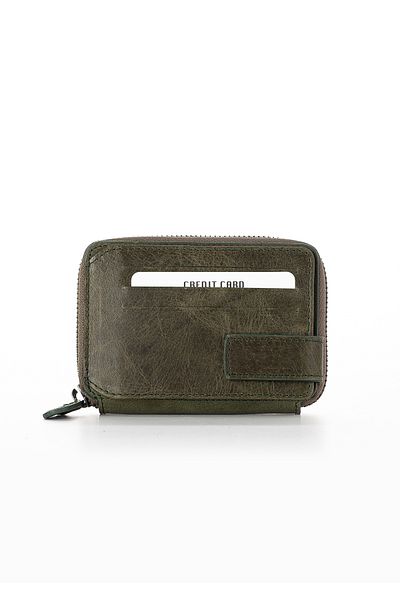 Niki Leather Πορτοφόλι Arya Vintage Δερμάτινο με φερμουάρ Unisex θήκη για κάρτες