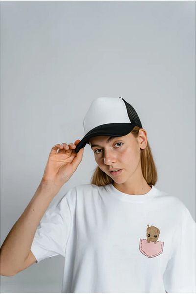 Pink Sky Υπερμεγέθη T-Shirt Crew Neck Groot Kawaii Cartoon
