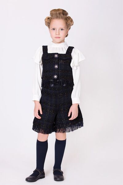 GOOSE Kız Çocuk Dik Yaka Fırfır Detaylı Ekru Gömlek