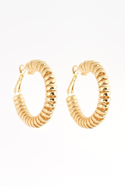 BY DİLEK ÇETİN ACCESSORY أقراط حلزونية من الفولاذ باللون الذهبي
