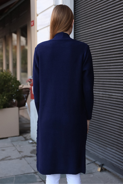 ALCHON V-подібний виріз з візерунком баклава - довгі рукави та манжети на резинці, зимовий трикотажний кардиган