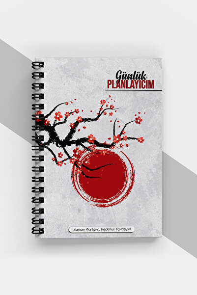 markcat Kırmızı Sakura Günlük Planlayıcı - 90 Sayfa - Süresiz Ajanda (A5) Pla...