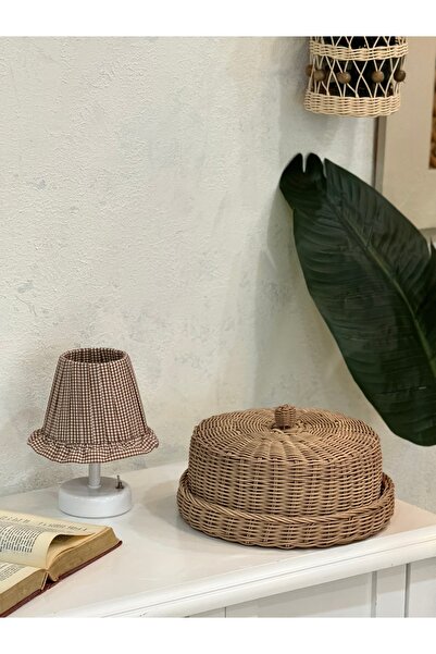 Maison Avf جرة الجرس المصنوعة من الخيزران البوهيمي باللون البني - حامل تقديم العرض