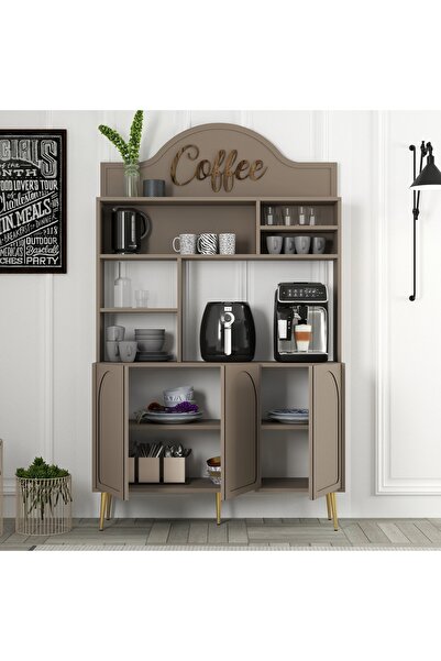 Variant Mobilya Lyon Kahve Köşesi Çok Amaçlı Dolap - Atlas / Altın