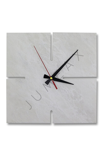 jumeax ساعة حائط من الرخام بريستول مقاس 30 × 30 سم باللون الرمادي
