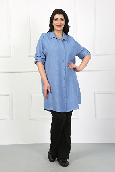 By Alba Collection Жіноча туніка Indigo Soft з льону великого розміру