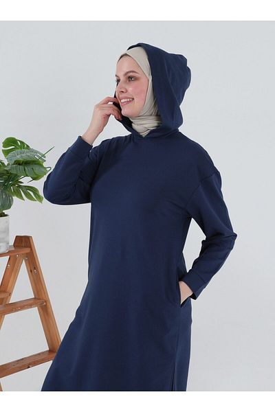 Bwest Hooded Long Sweatshirt - Dark Indigo - Bwest