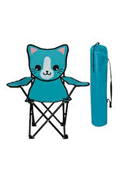 teknotrust Tek Kişilik Katlanabilir Küçük Kamp Sandalyesi Mavi Tekli Mavi Çoc...