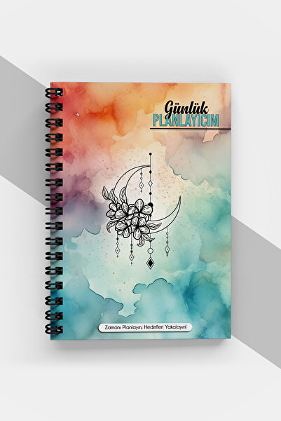 markcat مخطط يومي بنمط القمر الملون - 90 صفحة - جدول أعمال غير مؤرخ (A5) دفتر...