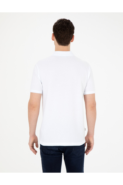 Pierre Cardin PİERRE CARDİN SLIM FIT ΥΦΑΝΤΟ ΓΙΑΚΑ ΠΟΛΟ ΛΕΥΚΟ T-SHIRT
