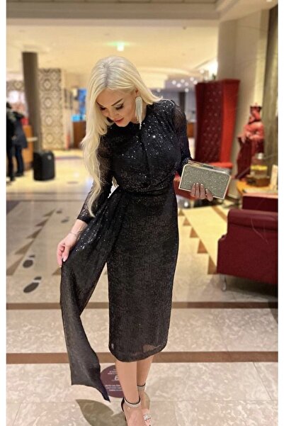 Sultan Ekşioğlu Siyah Payet Elbise