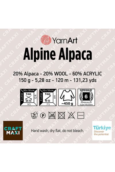 Yarnart ALPINE ALPACA NEW - ΠΛΕΚΤΟ ΣΤΟ ΧΕΡΙ ΚΡΕΜΑ-1433