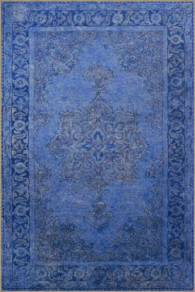 Rugs Modern Halı Decorative and Woven Base Carpet in Closed Blue Color with T...